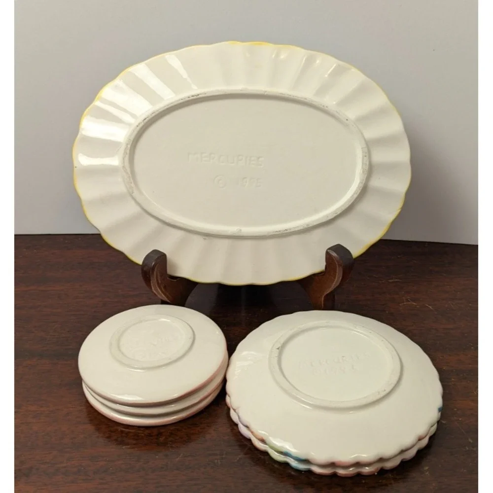 1995 Mercuries Childrens Circus Tea Set Plates Ceramic Animal Dish Lot 6pc